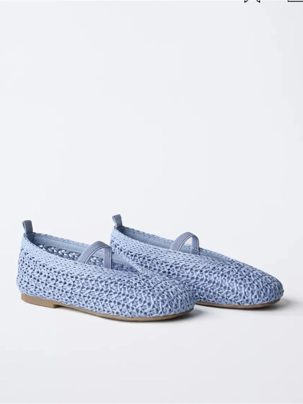 ZARA KIDS Braided Crochet Ballet Flats - Light Blue